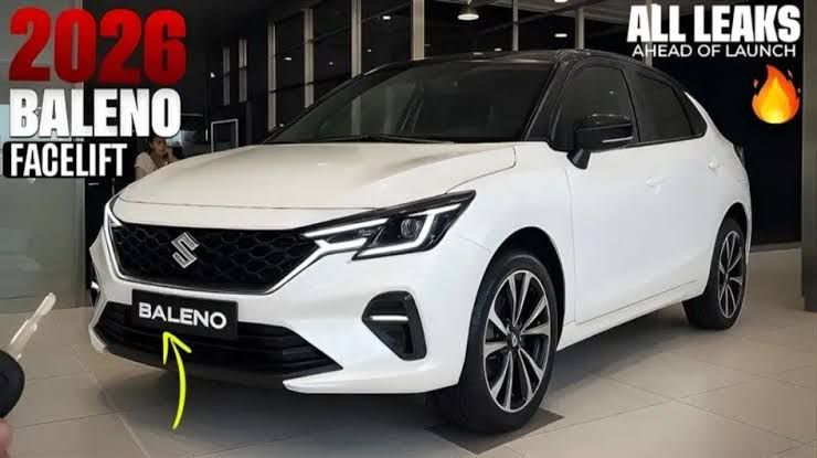2026 Maruti Baleno facelift side profile with new alloy wheel design
